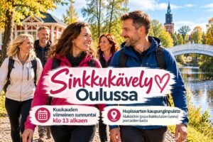 Sinkkujen kävely Oulu: Kuukauden viimeinen sunnuntai klo 13 Oulun Hupisaarten kaupunginpuistosta. Kaikki sinkut tervetuloa mukaan. Matka ja suunta päätetään paikan päällä ja päätteeksi voidaan käydä kahvilla.