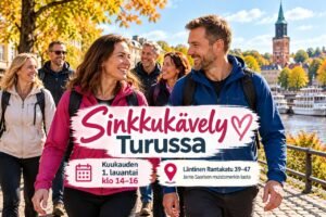 Sinkkujen kävely Turku: Kuukauden 1. lauantai klo 14-16. Tervetuloa mukaa rennolle kävelylle ja otetaan jälkikäteen vaikka kupponen kahvia. Kaikki sinkut tervetulleita mukaan ympäri Suomen.
